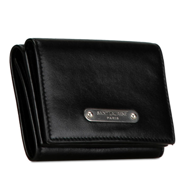 サンローラン 三つ折り財布 462366 ブラック レザー レディース SAINT LAURENT 【中古】