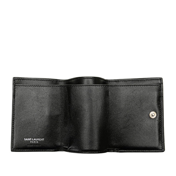 サンローラン 三つ折り財布 462366 ブラック レザー レディース SAINT LAURENT 【中古】