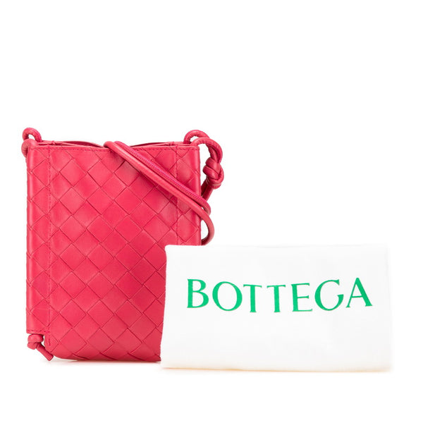 ボッテガヴェネタ イントレチャート ショルダーバッグ ピンク レザー レディース BOTTEGAVENETA 【中古】