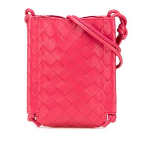 ボッテガヴェネタ イントレチャート ショルダーバッグ ピンク レザー レディース BOTTEGAVENETA 【中古】