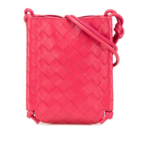 ボッテガヴェネタ イントレチャート ショルダーバッグ ピンク レザー レディース BOTTEGAVENETA 【中古】