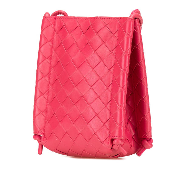 ボッテガヴェネタ イントレチャート ショルダーバッグ ピンク レザー レディース BOTTEGAVENETA 【中古】