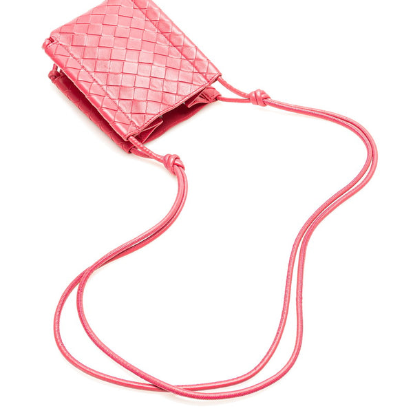 ボッテガヴェネタ イントレチャート ショルダーバッグ ピンク レザー レディース BOTTEGAVENETA 【中古】