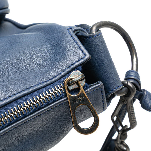 ボッテガヴェネタ イントレチャート 斜め掛け ショルダーバッグ ブルー レザー レディース BOTTEGAVENETA 【中古】