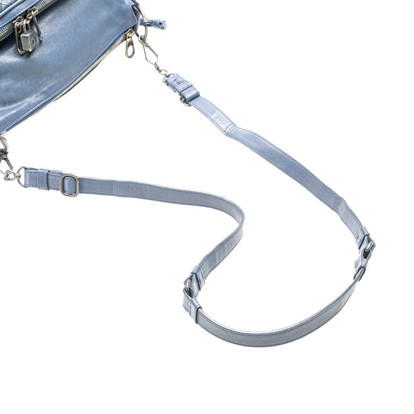ボッテガヴェネタ イントレチャート 斜め掛け ショルダーバッグ ブルー レザー レディース BOTTEGAVENETA 【中古】