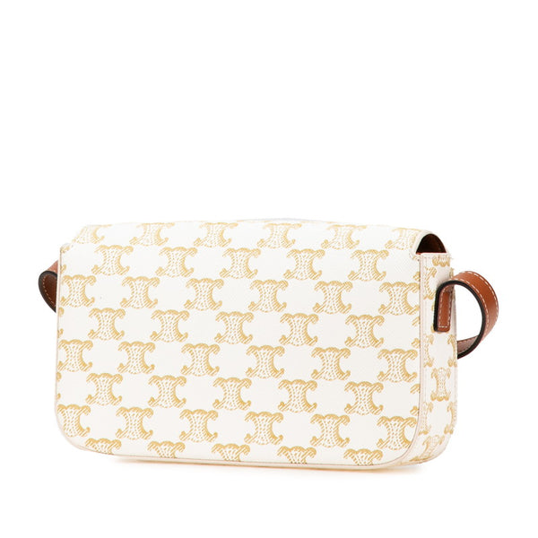 セリーヌ トリオンフ ショルダーバッグ ホワイト ブラウン PVC レザー レディース CELINE 【中古】