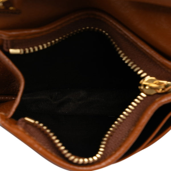 グッチ ラジャ シェリーライン チェーンウォレット 二つ折り財布 573790 ベージュ ブラウン キャンバス レザー レディース GUCCI 【中古】