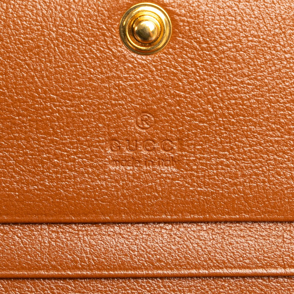 グッチ ラジャ シェリーライン チェーンウォレット 二つ折り財布 573790 ベージュ ブラウン キャンバス レザー レディース GUCCI 【中古】