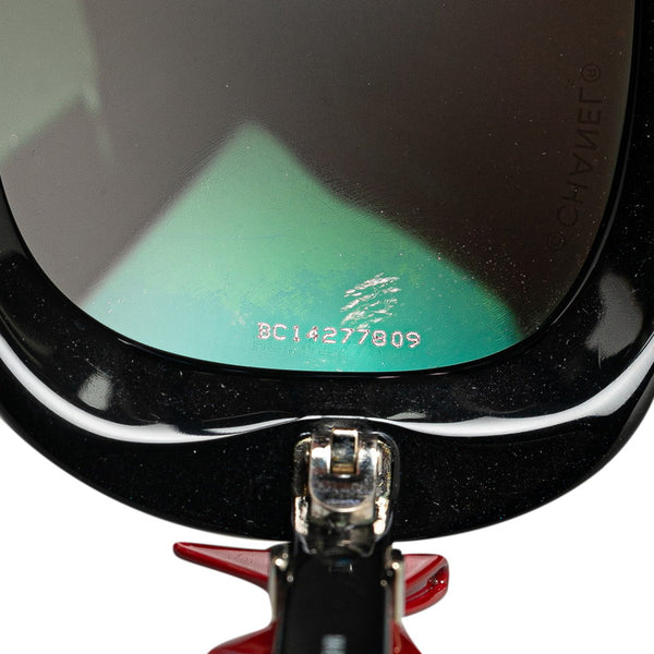 シャネル ココマーク リボンモチーフ サングラス 5170-A c.1231/8G ブラック レッド プラスチック レディース CHANEL 【中古】