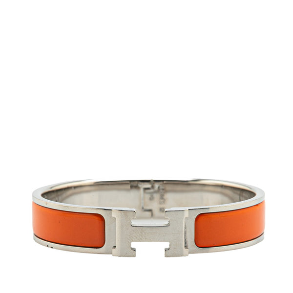 エルメス クリックH PM バングル シルバー オレンジ メタル レディース HERMES 【中古】
