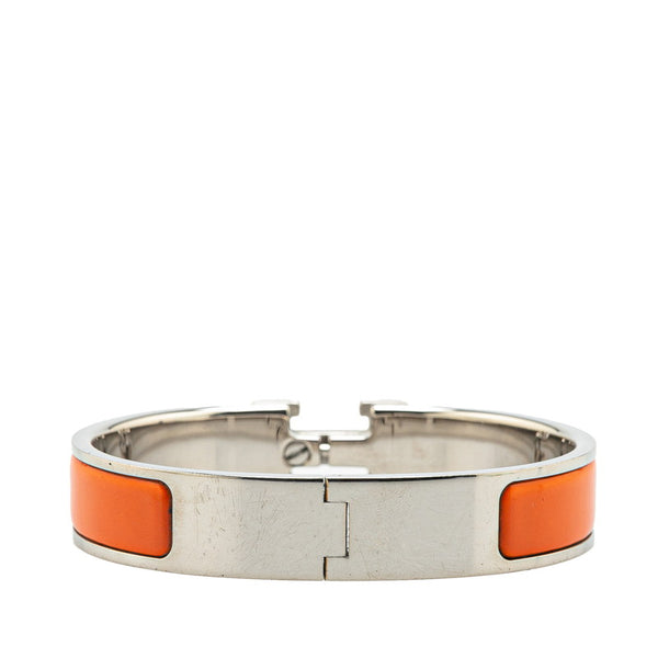 エルメス クリックH PM バングル シルバー オレンジ メタル レディース HERMES 【中古】