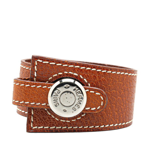 エルメス ダルヴィ セリエ バングル ブレスレット ブラウン レザー レディース HERMES 【中古】