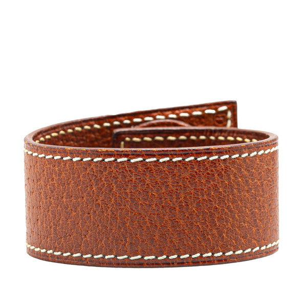 エルメス ダルヴィ セリエ バングル ブレスレット ブラウン レザー レディース HERMES 【中古】