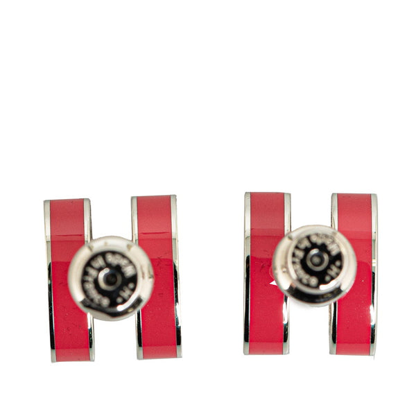 エルメス ポップアッシュ ピアス シルバー ローズ ピンク メタル ラッカー レディース HERMES 【中古】