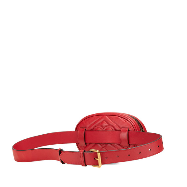グッチ GGマーモント ボディバッグ ウエストバッグ 476434 レッド レザー レディース GUCCI 【中古】