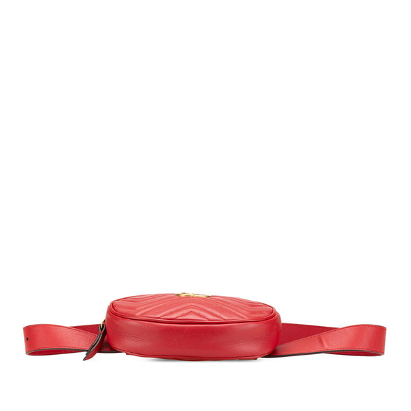 グッチ GGマーモント ボディバッグ ウエストバッグ 476434 レッド レザー レディース GUCCI 【中古】