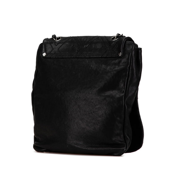 シャネル ダイヤステッチ ココマーク 斜め掛け ダブルチェーン ショルダーバッグ A32453 ブラック カーフ レディース CHANEL 【中古】