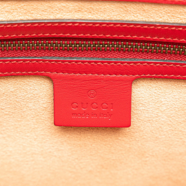 グッチ クイーンマーガレット ビー トリコロール ハンドバッグ ショルダーバッグ 2WAY 476541 ネイビー レッド マルチカラー レザー レディース GUCCI 【中古】