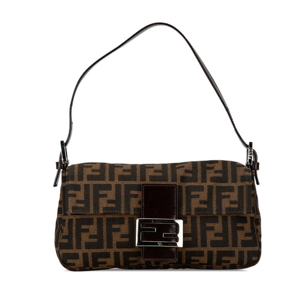 フェンディ ズッカ マンマバケット ハンドバッグ ワンショルダーバッグ ブラウン キャンバス レザー レディース FENDI 【中古】