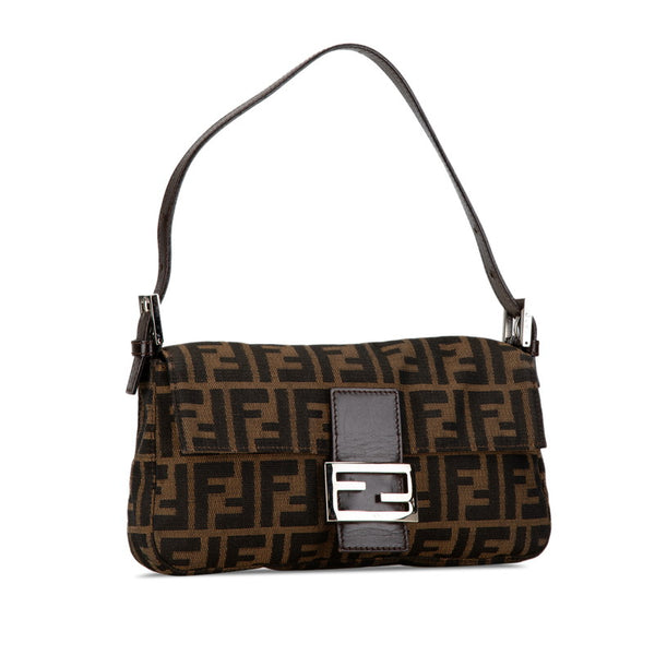フェンディ ズッカ マンマバケット ハンドバッグ ワンショルダーバッグ ブラウン キャンバス レザー レディース FENDI 【中古】