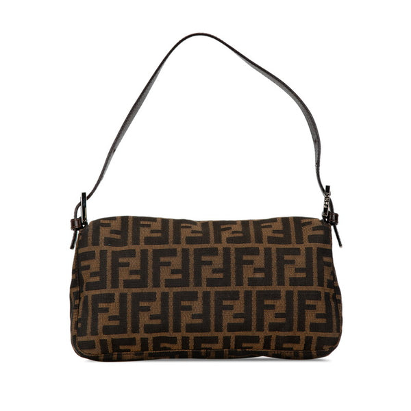 フェンディ ズッカ マンマバケット ハンドバッグ ワンショルダーバッグ ブラウン キャンバス レザー レディース FENDI 【中古】