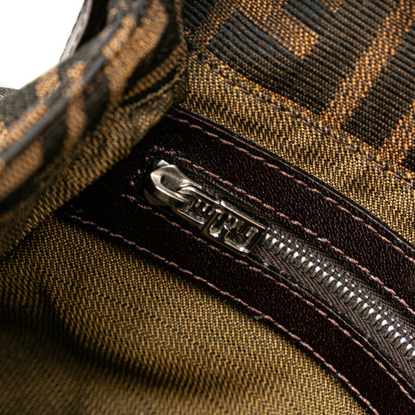 フェンディ ズッカ マンマバケット ハンドバッグ ワンショルダーバッグ ブラウン キャンバス レザー レディース FENDI 【中古】