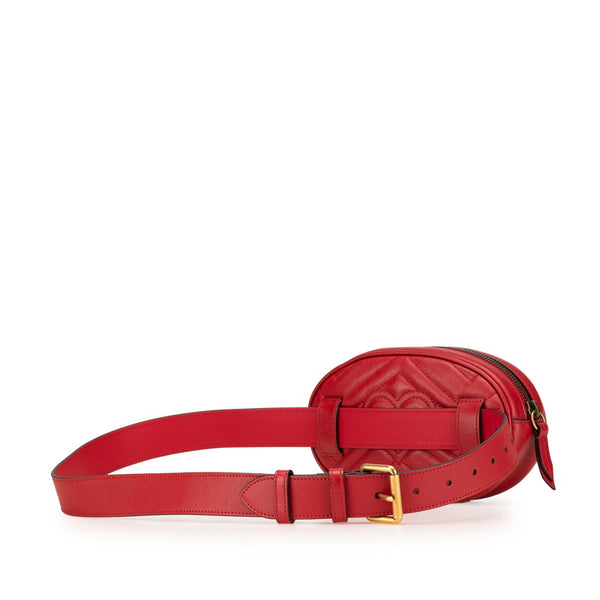 グッチ GGマーモント キルティング ウエストバッグ ボディバッグ 476434 レッド ゴールド レザー レディース GUCCI 【中古】