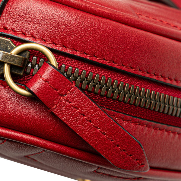 グッチ GGマーモント キルティング ウエストバッグ ボディバッグ 476434 レッド ゴールド レザー レディース GUCCI 【中古】