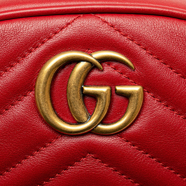 グッチ GGマーモント キルティング ウエストバッグ ボディバッグ 476434 レッド ゴールド レザー レディース GUCCI 【中古】