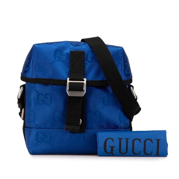 グッチ オフザグリッド GGナイロン 斜め掛け ショルダーバッグ  643858 ブルー ナイロン レディース GUCCI 【中古】