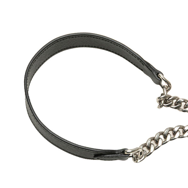 プラダ サフィアーノ チェーン ショルダーバッグ ブラック レザー レディース PRADA 【中古】