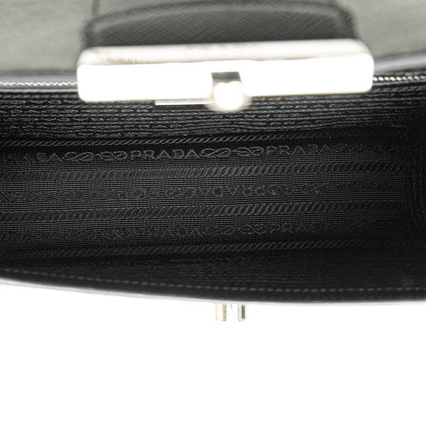 プラダ サフィアーノ チェーン ショルダーバッグ ブラック レザー レディース PRADA 【中古】
