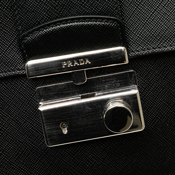 プラダ サフィアーノ チェーン ショルダーバッグ ブラック レザー レディース PRADA 【中古】