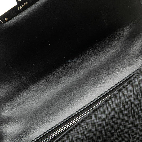 プラダ サフィアーノ チェーン ショルダーバッグ ブラック レザー レディース PRADA 【中古】