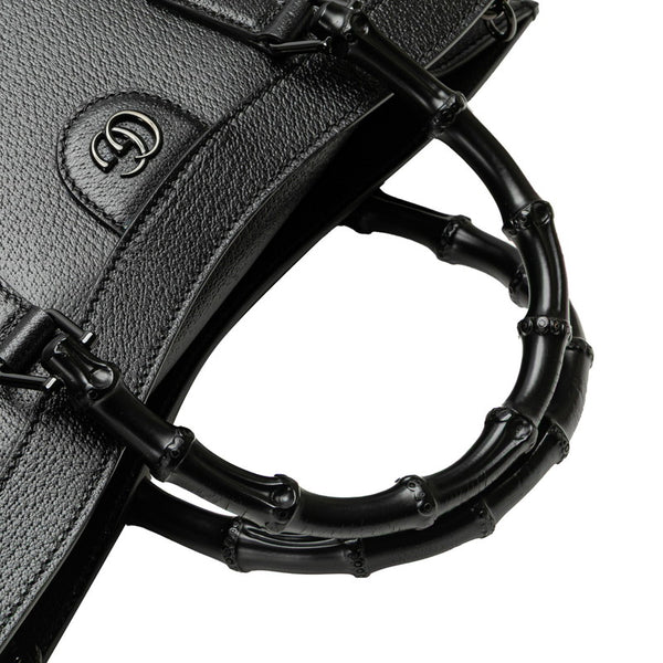 グッチ バンブー ダイアナ ラージ シェリーライン トートバッグ ショルダーバッグ 2WAY 703218 ブラック レザー レディース GUCCI 【中古】