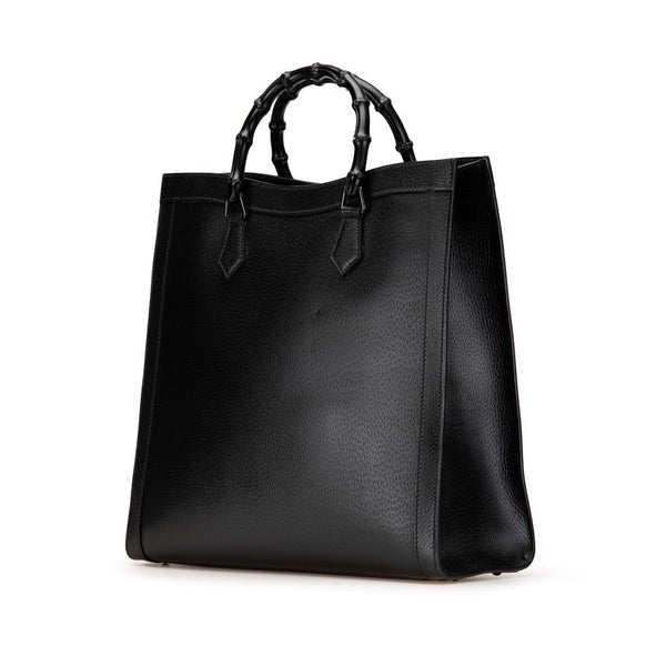 グッチ バンブー ダイアナ ラージ シェリーライン トートバッグ ショルダーバッグ 2WAY 703218 ブラック レザー レディース GUCCI 【中古】