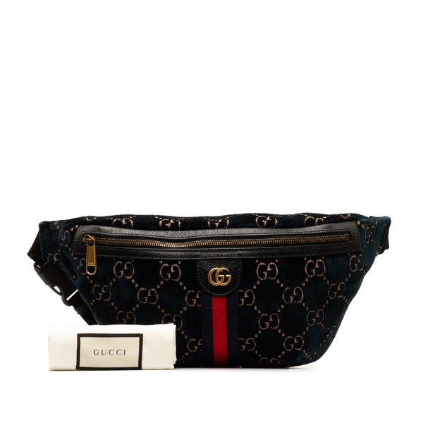 グッチ GGベルベット GGマーモント シェリーライン ボディバッグ ウエストバッグ 574968 ネイビー グリーン ベルベット レディース GUCCI 【中古】