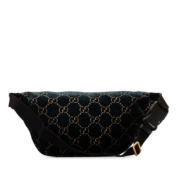 グッチ GGベルベット GGマーモント シェリーライン ボディバッグ ウエストバッグ 574968 ネイビー グリーン ベルベット レディース GUCCI 【中古】