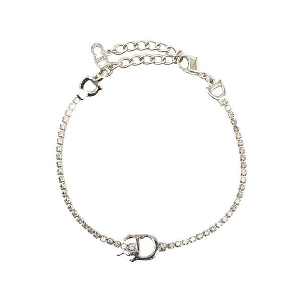 ディオール Dロゴ ラインストーン ブレスレット シルバー メタル レディース Dior 【中古】