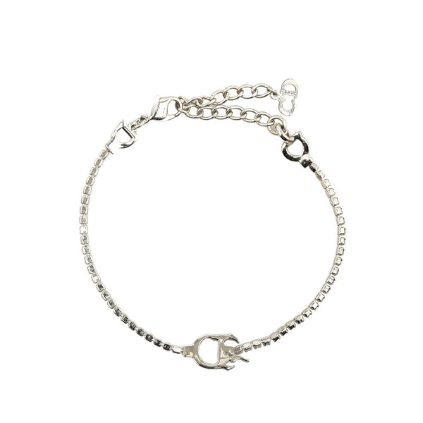 ディオール Dロゴ ラインストーン ブレスレット シルバー メタル レディース Dior 【中古】