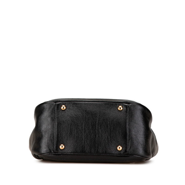 サルヴァトーレフェラガモ ガンチーニ チェーン ハンドバッグ B992 ブラック ゴールド レザー レディース Salvatore Ferragamo 【中古】