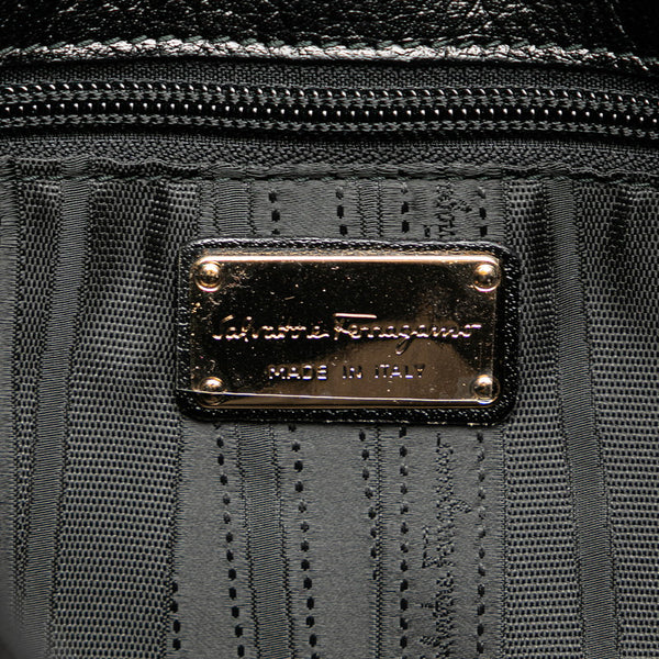 サルヴァトーレフェラガモ ガンチーニ チェーン ハンドバッグ B992 ブラック ゴールド レザー レディース Salvatore Ferragamo 【中古】