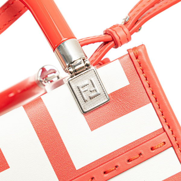 フェンディ サンシャイン ショッパー ミニ ハンドバッグ ショルダーバッグ 2WAY 8BS051 レッド ホワイト レザー レディース FENDI 【中古】