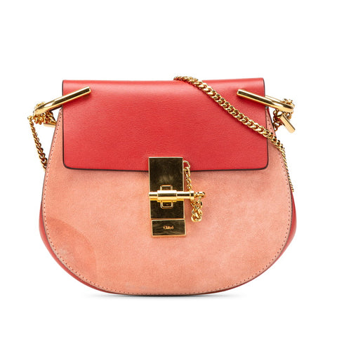 クロエ ドリュー ショルダーバッグ レッド ピンク レザー スウェット レディース Chloe 【中古】