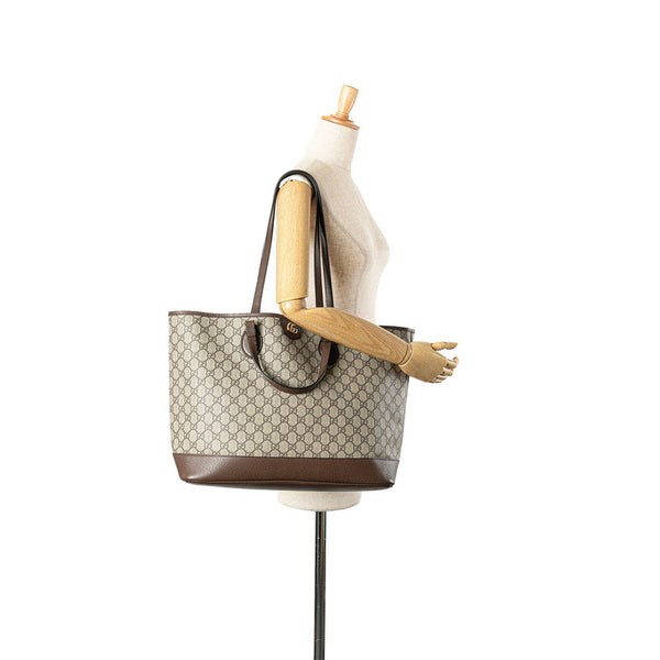 グッチ GGスプリーム トートバッグ ワンショルダーバッグ 778958 ベージュ ブラウン PVC レザー レディース GUCCI 【中古】