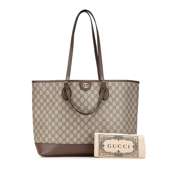 グッチ GGスプリーム トートバッグ ワンショルダーバッグ 778958 ベージュ ブラウン PVC レザー レディース GUCCI 【中古】