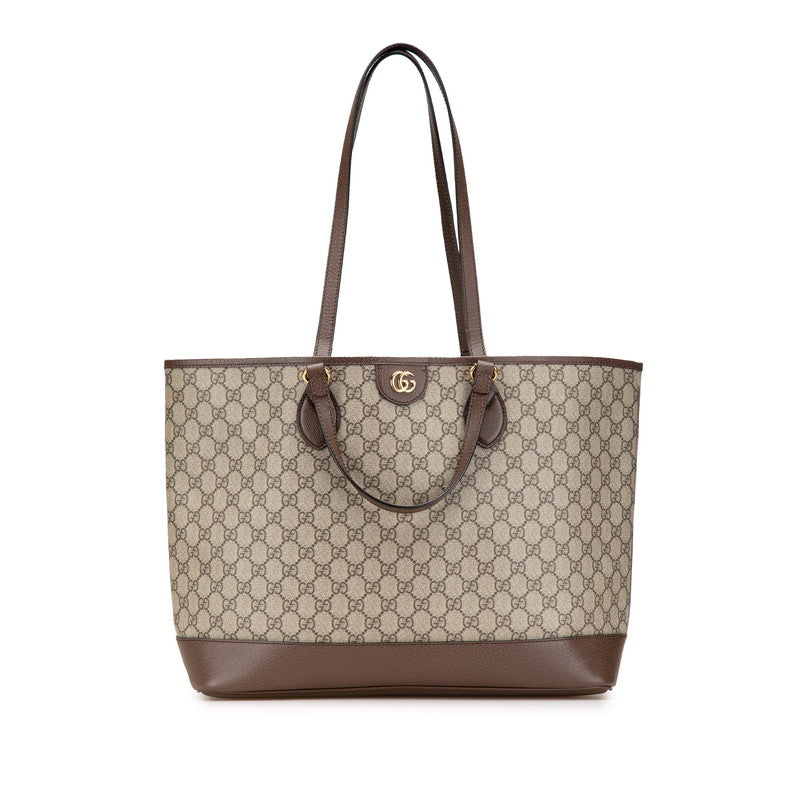 グッチ GGスプリーム トートバッグ ワンショルダーバッグ 778958 ベージュ ブラウン PVC レザー レディース GUCCI 【中古】
