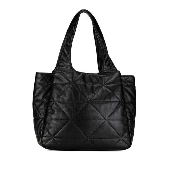 プラダ ロゴ キルティング ハンドバッグ トートバッグ ブラック レザー レディース PRADA 【中古】