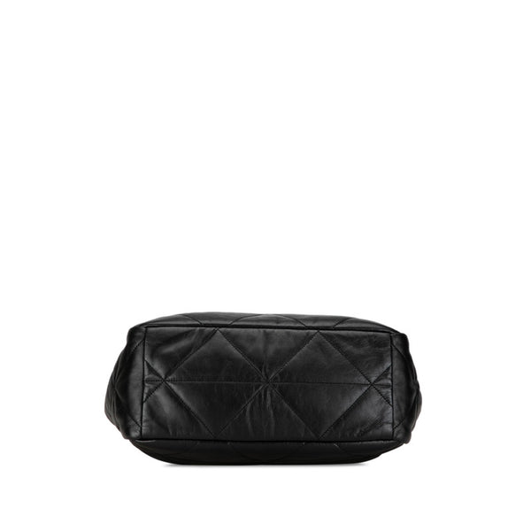 プラダ ロゴ キルティング ハンドバッグ トートバッグ ブラック レザー レディース PRADA 【中古】