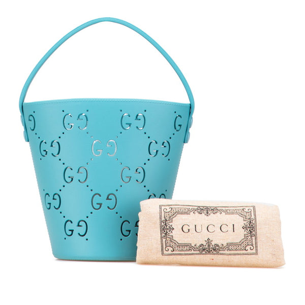 グッチ GGカットアウト チルドレンズ ハンドバッグ バケットバッグ 723051 ライトブルー ラバー レディース GUCCI 【中古】